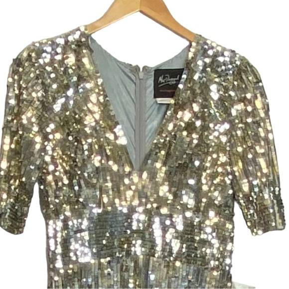 Mac Duggal Sequined Short Sleeve Evening Gown - Picture 3 of 16